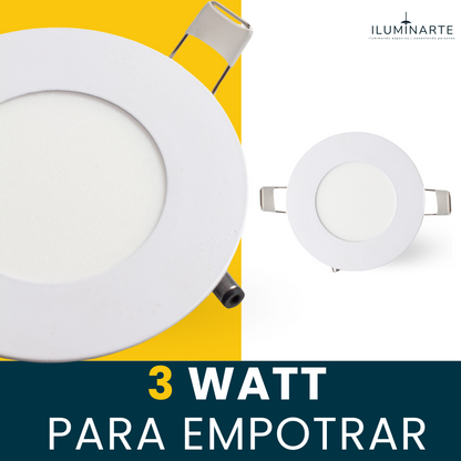 EBELI Lampara redonda LED luz cálida 3000K 3 WATT para empotrar interiores