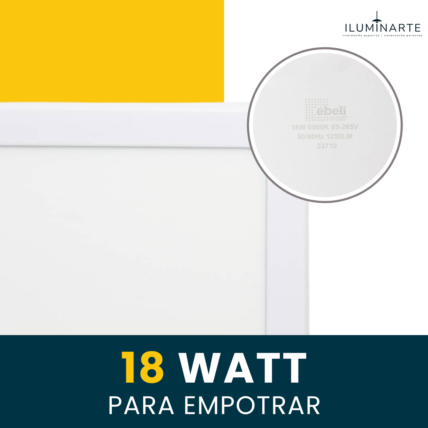 EBELI Panel cuadrado superficial LED Blanco 6500K 18 WATT para interiores