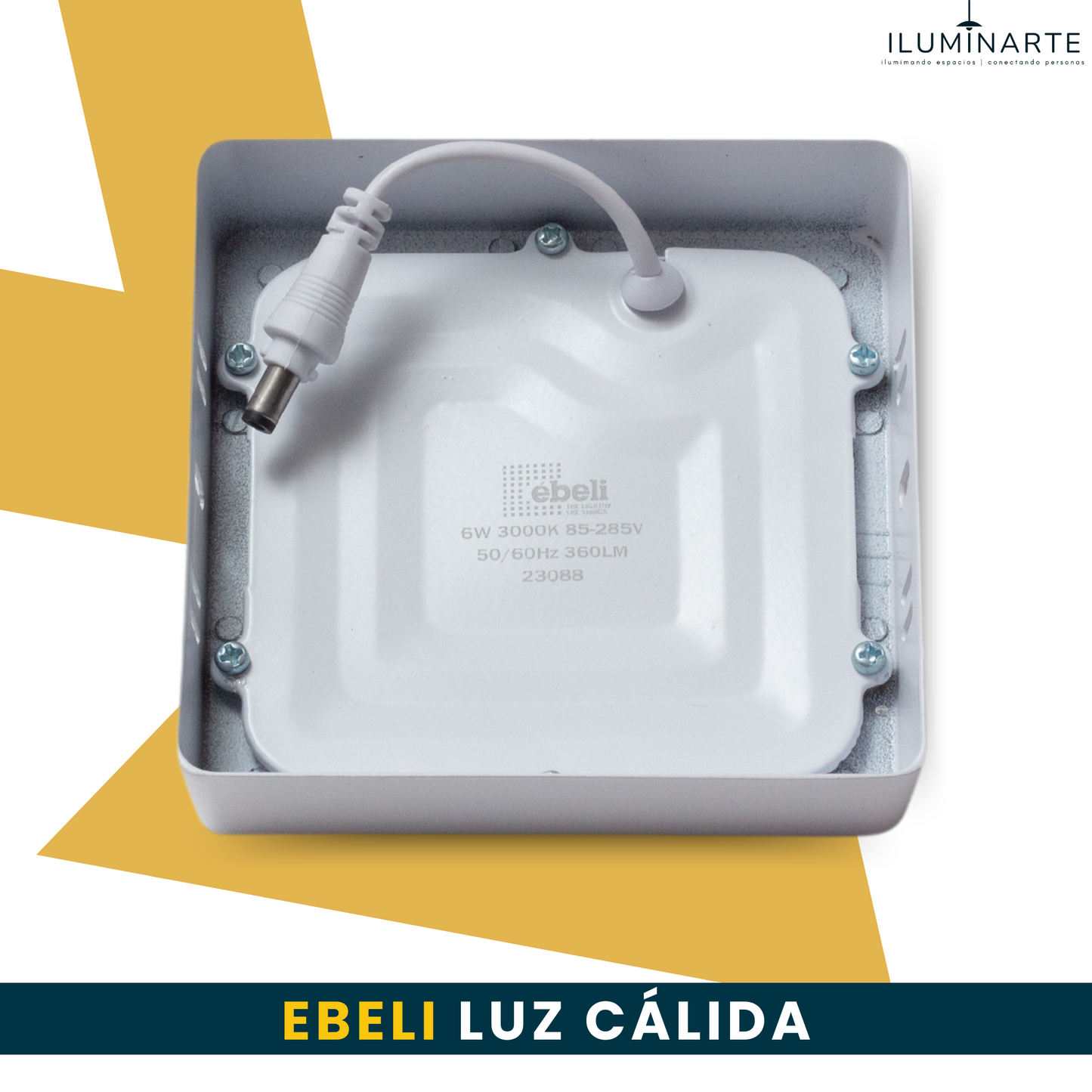 EBELI  Lampara Superficial Cuadrada 6W Luz Calida 3000K