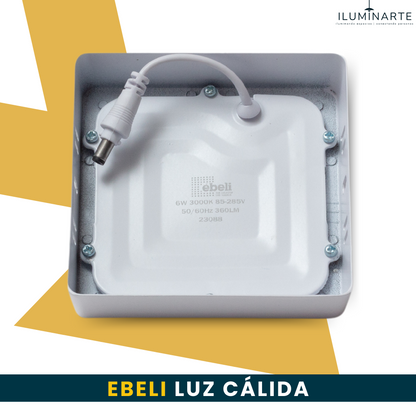 EBELI  Lampara Superficial Cuadrada 6W Luz Calida 3000K